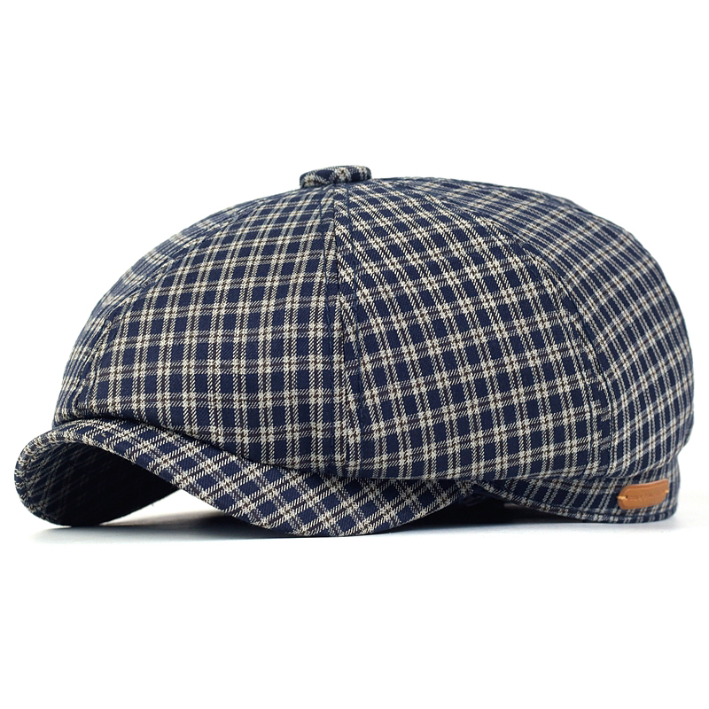 Dad Hat Cotton - Printemps été Plaid Newsboy casquette Peaky