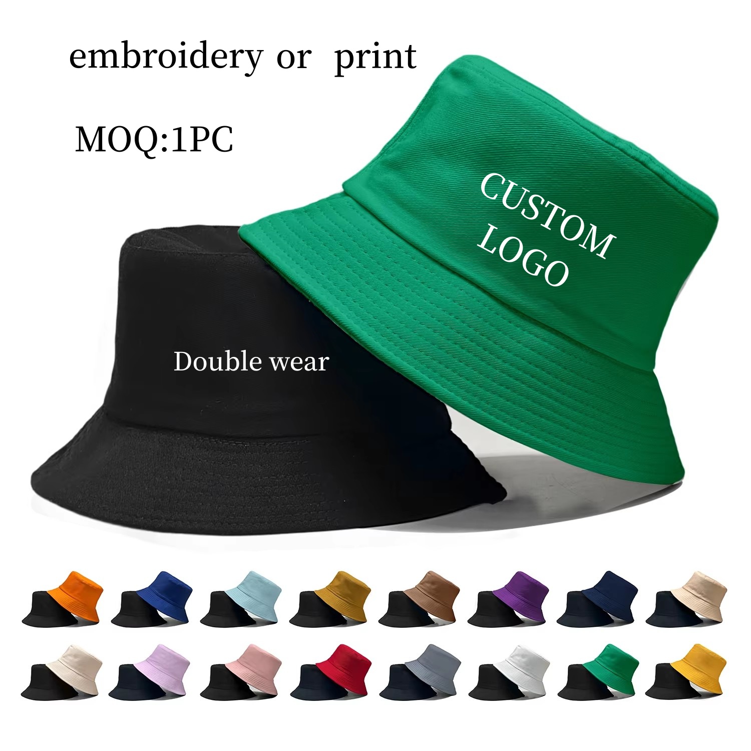 Bucket Hat Cotton - Casquette de pêcheur Double face avec