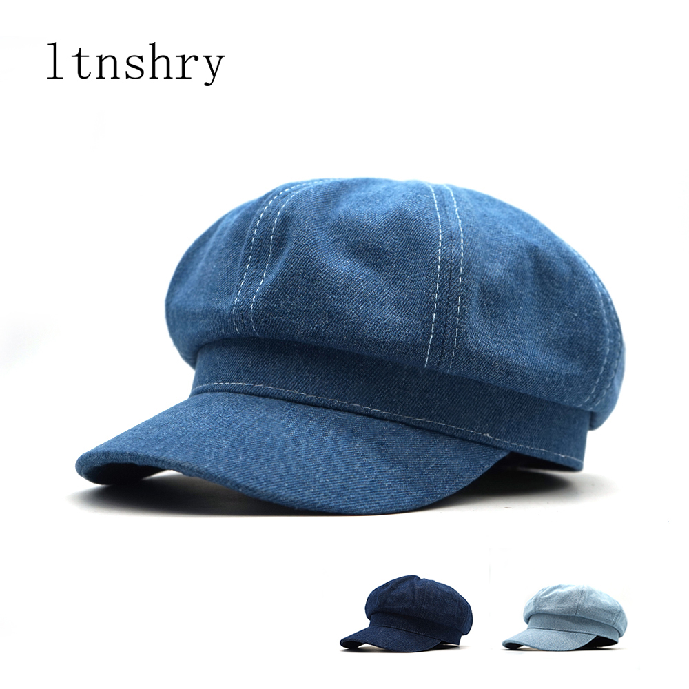 Dad Hat Cotton - Béret octogonal en denim pour femme,