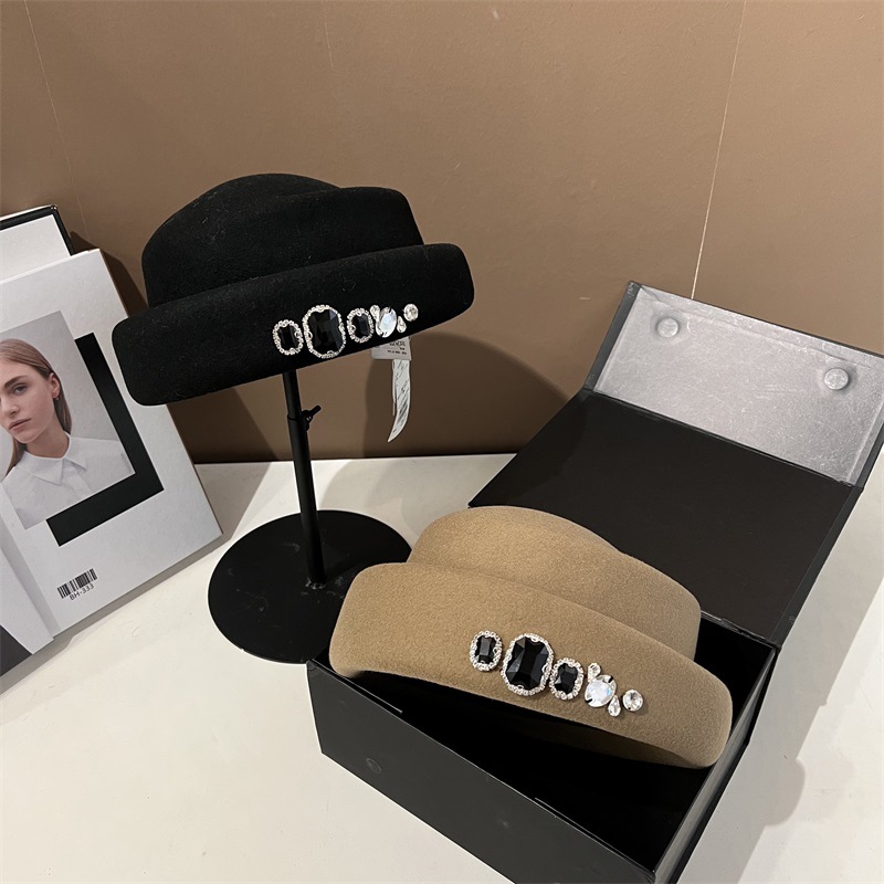 Chapeau en laine orné de stras - Fedora Hat Wool avis et prix