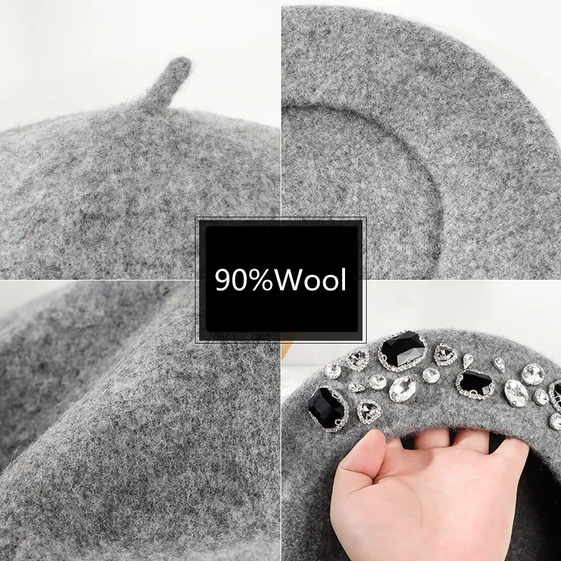 Béret français épais en strass - Beret French Wool avis et prix